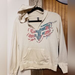 Fox Racing Women Med Pullover Hoodie Med Beige Fox Logo Cotton